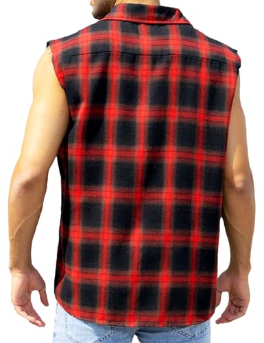 Men's Sleeveless Flannel Shirt - Plaid Design for Summer Wear Casual Button-Down Vest Shirts2