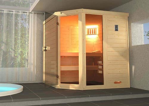 FinnTherm Sauna en bois massif Eva Taille 2 sauna intérieur en bois avec épaisseur de paroi 38 mm Cover