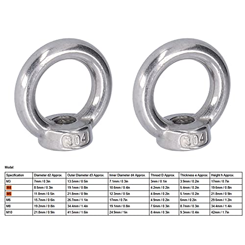 Fafeicy 10 Stück M3 Edelstahl Ringmutter, Hubmutter, Schwerlast-Ringschrauben für Marine, Maschinenbaukrane, Metallurgie, Eisenbahnverladung (M3)