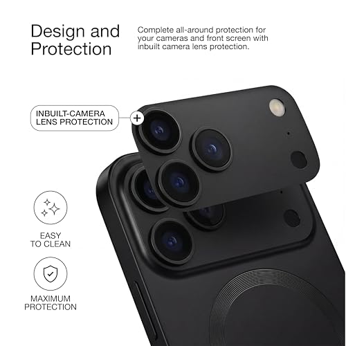Image of amazon basics Premium Mag-Safe Case for iPhone 17 Pro | Shockproof & Anti-Scratch Cover | Soft Silicone with Wireless Charging | Camera Lens Guard - Black