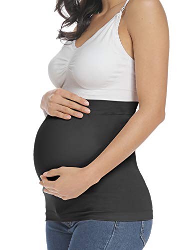 Maternity Pants Belly Band for Pregnancy Black+White M