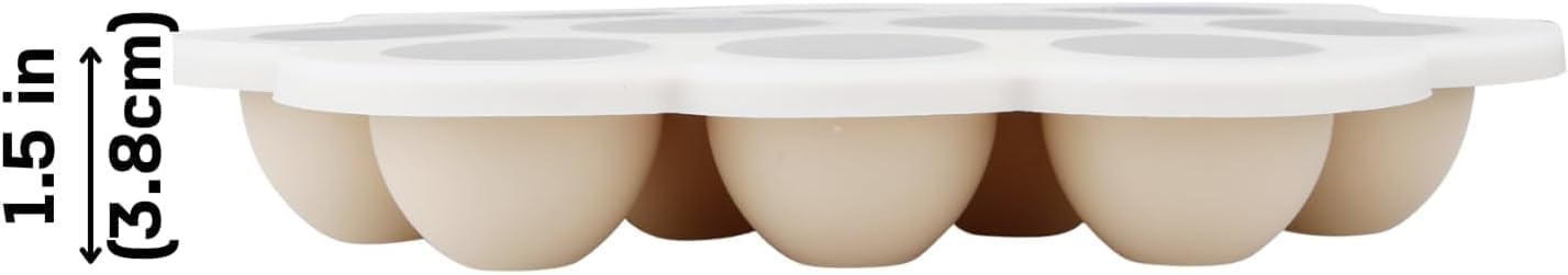 PandaEar 3-Pack Silicone Baby Food Freezer Trays with Lids - 10 Small Portions per Tray (Approx. 1oz/1.5-2 tbsp) - Flexible Storage Container for Breast Milk & Purees, Blue/Green/Beige