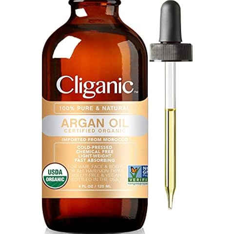 Cliganic USDA Organic Argan Oil, 100% Pure | Moroccan Argan Oil for Hair, Face & Skin | Natural Cold Pressed Carrier Oil - Certified Organic | Cliganic 90 Days Warranty Cover
