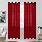 BGment Linen Look Semi Sheer Curtains for Bedroom, Christams Grommet Light Filtering Casual Textured...