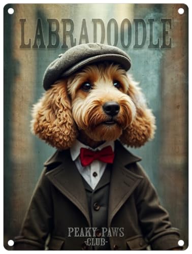 Small (150 X 200Mm) Metal Sign - Peaky Paws Club - Labradoodle