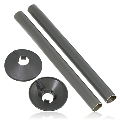 SPARES2GO Radiator Pipe Covers Shroud Collars Sleeve Anthracite Grey 15mm x 200mm