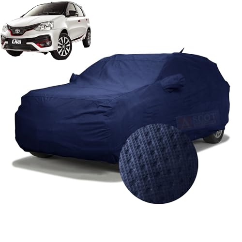 Image of ASCOT, CAR COVER Premium 3-Layer Waterproof & Heat-Resistant Car Cover for Toyota Urban Cruiser EBELLA | UV Shield, Dustproof, Stormproof, Cotton Lining | Mirror Pockets (ETIOS Liva, Blue)
