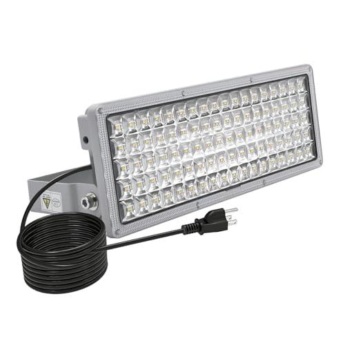 Kekeou LED Stadium Lights with Plug 100W Flood Light Outdoor IP67 Waterproof Arena Lights 14000LM 6500K Adjustable Lighting Angle LED Work Light Super Bright Field Lighting for Backyard Warehouse