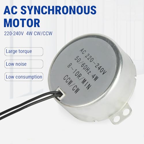 Miniatura 3 de Uadme Motor Aire Acondicionado, Motores Electricos Pequeños, Motor Sincrono Ac 220-240v, Para Ventilador Eléctrico Bandeja Microondas, 4w Cw Ccw 8-10rpm