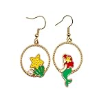 Cartoon Littl Mermaid Earrings Stud, Zinc Alloy Priness TV Movies Earrings for Girls and Women