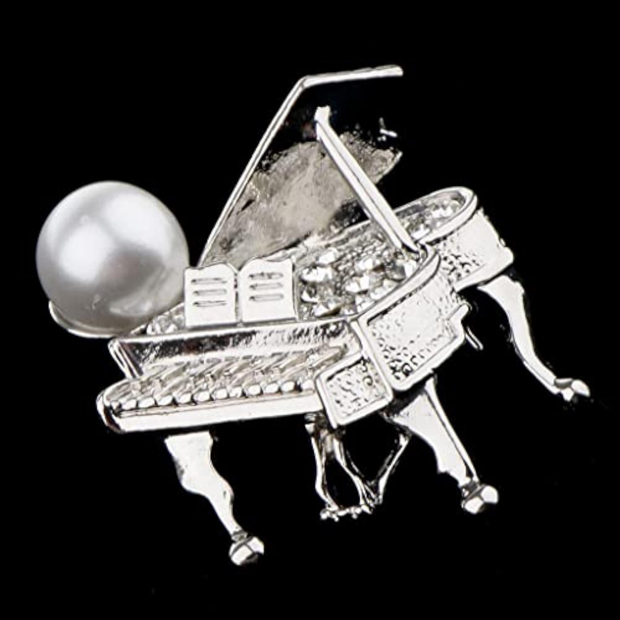 Chic Rhinestone Music Piano Brooch Lapel Pin