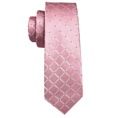 Image of Barry.Wang Mens Tie Set Plaid Check Neckties Formal Business Wedding Luxury Pocket Square Cufflinks