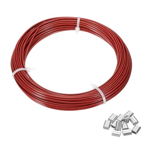 Cable de acero PATIKIL con vinilo rojo antióxido para colgar