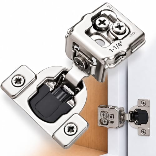 Decobasics 50 Pack Soft Close Cabinet Hinges 1-1/4" Overlay for Kitchen Cabinet Doors, Slow Self-Closing Concealed Hidden Hinges for Face Frame –Stainless Steel, 3-Way Adjustable & Quiet Close Damper