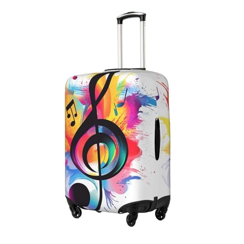 Music Note Elastic Travel Luggage Cover, Washable Spandex Suitcase Protector, Anti-Scratch Fits 18-32 Inch2