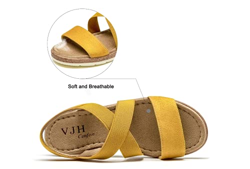 Image of VJH confort Women's Flat Sandals, Comfort Slip-on Elastic Ankle Strap Slingback Light Weight Casual Walking Sandals