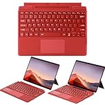 Bluetooth Keyboard for Microsoft Surface Pro 11/10 2024/Pro 9/Pro 8/Pro X 13 Inch, Ultra-Slim Wireless Touch Trackpad Thin Keyboard, 7 Colors Backlit Detachable with Pen Holder (Red)