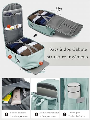 RuoSien Bagage Cabine 40x30x20 Sac à Dos de Voyage pour Ryanair – vue 4