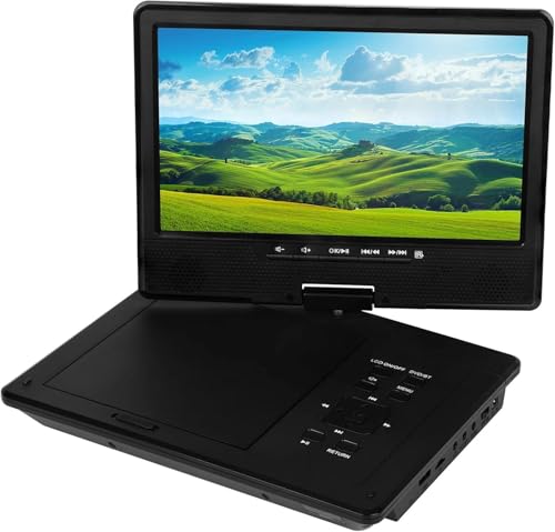 12.5 Portable Bluetooth DVD Player with 10.1 HD Screen,Built-in 6 Hours Rechargeable Battery,car DVD Players for Kids,Earphone/SD Card/USB/AV-in/AV-Out