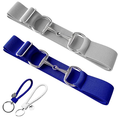 Image of Huaerle 1.5 inch Elastic Equestrian Belt with Bit Buckle and Leather Key Strap