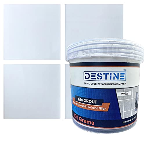 Image of DESTINE READY-TO-MIX inchTILE GROUT inch (16 COLOURS) (ALL PACKS: 100 Gm,250 Gm,400 Gm,800 Gm,1 Kg), Waterproof, Cement Based Tile Joint Filler, Crack Filler, Tiles Gap Filler (400 Gm, White)