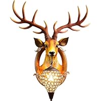 Applique Murale Tête De Cerf Résine - Lampe E27, 5W LED Incluse, 41x61 Cm - Décoration Chambre, Salon