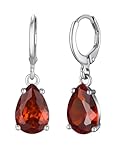 Suplight Cute Red Teardrop Earrings For Women Girls Garnet Dangle Earings January Birthstone Jewellery 925 Sterling Silver Cubic Zirconia