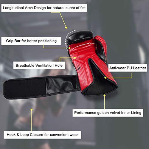 Kids Boxing Gloves 6Oz For Boys And Girls, Training Muay Thai Gloves For Sparring, Mma, Punching Bag, Kickboxing, Focus Pads (Red) #TOP4