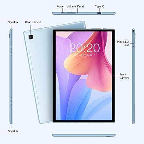 TECLAST Tablet 10.1 inch P20S Android 12, 4GB RAM 64GB ROM(TF 1TB), 5G WiFi, Dual 4G SIM/SD, Bluetooth 5.0, 2.0 GHz, Octa-Core Processor, 1280x800 IPS, GPS/2MP + 5MP Camera/Type C/OTG/Metal