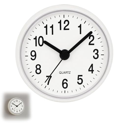 QhgPnt Shower Clock Waterproof, Bathroom Clocks with Suction Cup, White Stick on Clock for Shower Timer, Waterproof Clocks, Easy to Read Digital Display