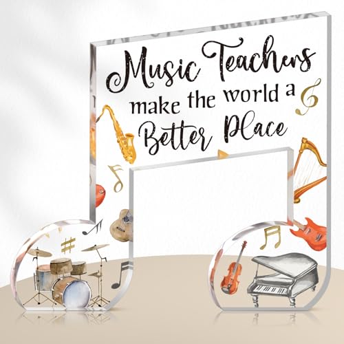 Vercraft Music Teacher Appreciation Gifts for Women Men Acrylic Thank You Appreciation Gifts for Music Teacher Clear Table Keepsake Sign Paperweight Birthday Christmas School Graduation