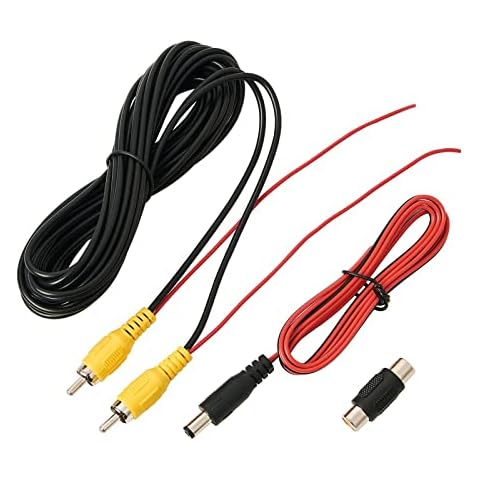 QTTECH Backup Camera RCA Video Cable, Car Reverse Rear View Camera Video Cable with Detection Wire, AV Extension Cable with RCA Video Female to Female Coupler and Power Cable (32.8FT / 10M) Cover