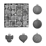 Herbruikbare plastic stroomden kerstballen voor kerstboom en krans decoratie, lichtgewicht ornamenten gemaakt voor duurzaamheid en herhaald gebruik (grijs)