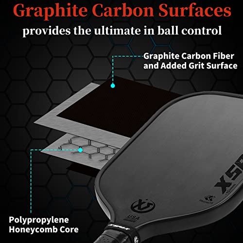 Xs Xspak Carbon Fiber Pickleball Paddle - Tournament Edition - World Champion Surface Technology Options Pickleball Racket - Usapa Polypropylene Honeycomb Paddle With Cushion Comfort Grip #TOP3