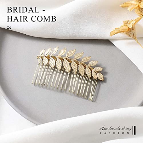 Latious Leaf Bride Wedding Hair Comb Silver Bridal Side Comb Simple Hair Piece Hair Accessories For Women And Girls (Gold) #TOP3
