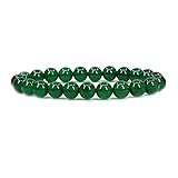 Green Agate Gemstone 8mm Ball Beads Stretch Bracelet 7