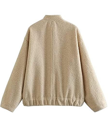 Yozazzy Women's Y2K Oversized Wool Blend Jacket Button Down Causal Jackets Long Sleeve Solid Coat Outerwear(Khaki-M) #TOP4