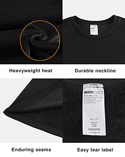 Lapasa Men's Thermal Underwear Top Crewneck Long Sleeve Shirt Base Layer Heavyweight Winter Thermoflux 300 M26 Large Heavyweight Black 1 Top #TOP1