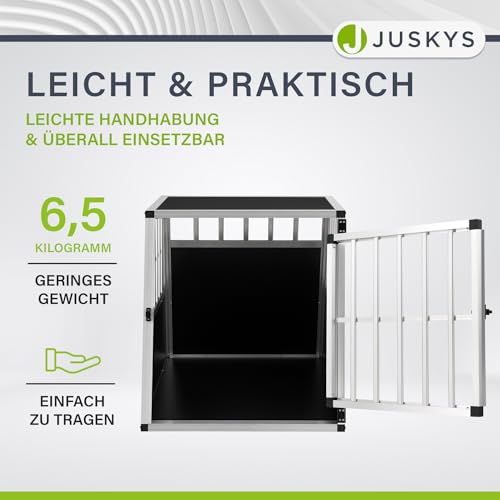 Hundebox für Auto Juskys Alu Hundetransportbox L-X 65x91x69 cm