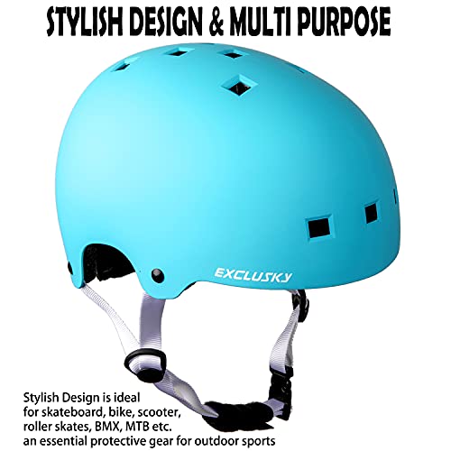Exclusky Skateboard Bike Helmet – Dual Certified – Youth Adults Helmet For Bicycle Skating Roller Skates Scooter Longboard #TOP4