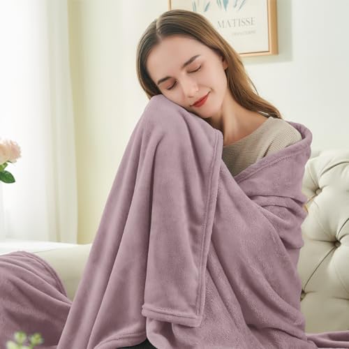 Image of BEDELITE Fleece Blanket Dusky Violet Throw Blankets for Couch & Bed, Luxury Plush Cozy Fuzzy Blanket 50x60 inches, Super Soft Warm Lightweight Throw Blanket for Travel Camping