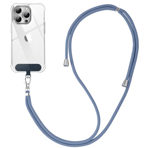 Vauki Cordino per Cellulare Telefono Universale Tracolla Regolabile Collana Collo Nylon Catena Laccio per Cellulare e Patch Telefono per Maggior Parte Smartphone IPhone Samsung Huawei Xiaomi, Blu 1