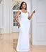 dasmzper Women’s Sequin Evening Gown – Elegant Sleeveless V Neck Mermaid Formal Maxi Dress for Wedding, Prom or Party White