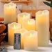 Flameless Candles Flickering LED Candles Set of 7 (D:3" X H:4" 4" 5" 5" 6" 7" 8") Ivory Real Wax Pillar Battery Operated Candles with Dancing LED Flame &10-Key Remote and Cycling 24 Hours Timer