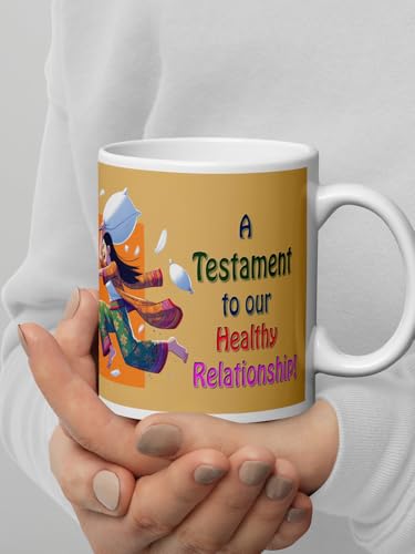 Image of Better Gift Flowers Pillow Fight Customized Mug, Round Shaped Multicolor Themed Coffee Mugs, Mug for Gifting, Gifting Items for Family, Friends & Closed Ones