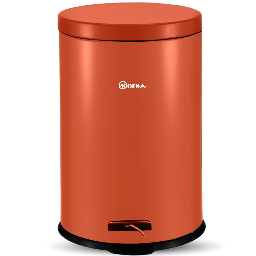 mofna Stainless Steel Pedal Dustbin/Pedal Garbage Bin with Plastic Bucket Round Shape use for Home, Office, Kitchen, Bathroom (8X12 Inch, 7 Liter, Brown)-image-18