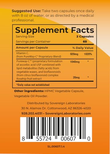 GastroDefense Vital C-LD - Enhanced Liposomal Vitamin C - 530mg Capsules - 120 Count