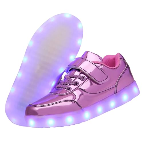 Vorkhuaeri Scarpe da Ginnastica Luminose a LED per Bambini Scarpe da Light up Shoes Sneakers Lampeggianti USB Ricaricabili per Ragazzi Ragazze Bambino (D-Pink,25)
