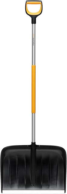 Fiskars Łopata do odśnieżania dużych ilości śniegu, Seria X, Długość: 153,5 cm, Aluminium/polimer, Czarny/pomarańczowy/szary, 1057178