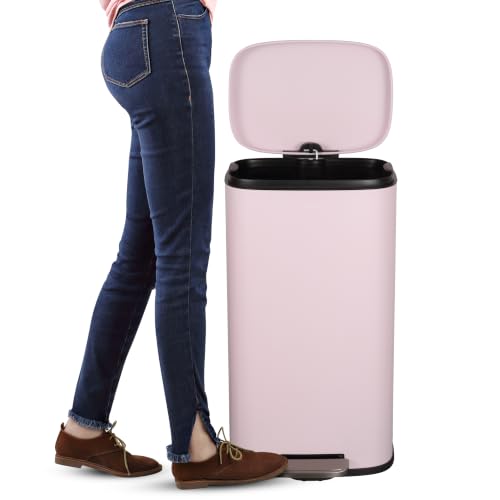 Image of happimess Curtis 8 Gal Step Trash Can Soft Close 25 inch, Blush Pink